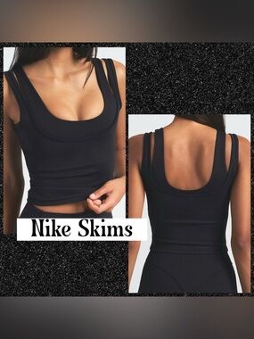 Nike Skims Matte Double Scoop Strap Tank Obsidian